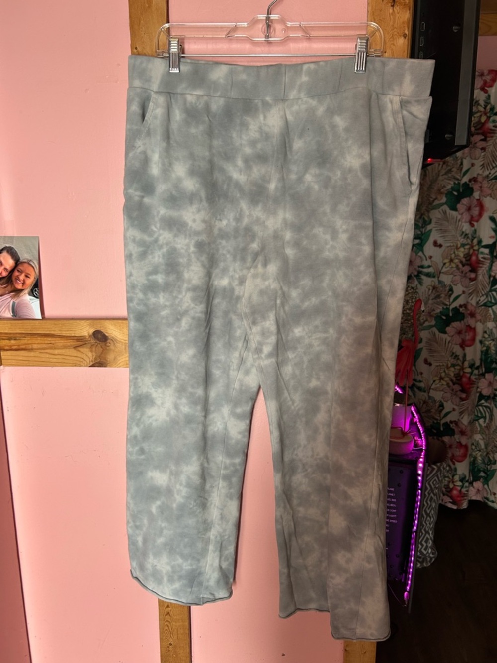 aerie Gray Tie-Dye Cropped Wide Leg Pants